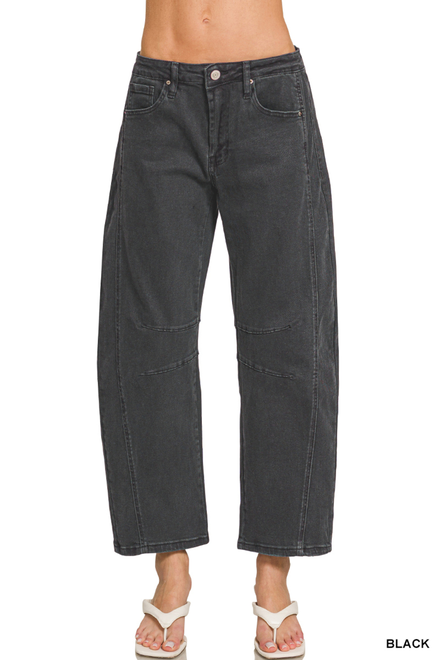 Z3 BLACK Zenana Barrel-Leg Color Denim Pants Various Sizes